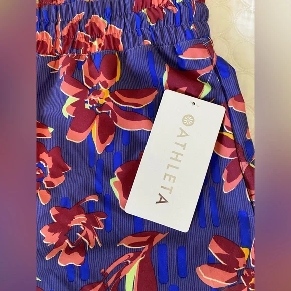 Athleta Floral Athletic Shorts - Red and Blue - Picture 10 of 12
